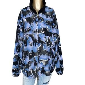 Via Ripatti Reversible Horse Jacket Vintage USA Women Small Oversized